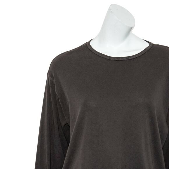 Raquel Allegra Long Sleeve Crew Sweatshirt char Black Size 1 - Picture 10 of 10